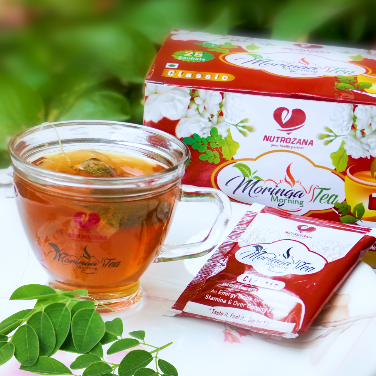 Moringa Morning Classic Tea -Moringa Leaf Tea Bags(25 Tea Bags) - Helps with Digestion, Immunity, Weight Loss
